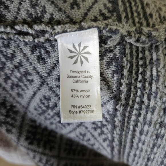 ATHLETA Spooner Summit Sweater Gray Blue Fair Isle Nordic Long Zip Wool Blend S - Picture 9 of 9